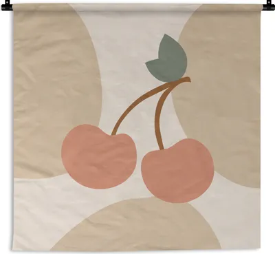 Produktbild von MuchoWow® Wandteppich Wandbehang Obst - Kirschen - Sommer 150x150 cm Tapisserie Dekoration Wandtuch - Wohnaccessoires - Modernes