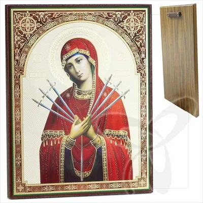 Produktbild von Ikone Mäßigung der bösen Herzen Holz 30 x 40 икона Семистрельная