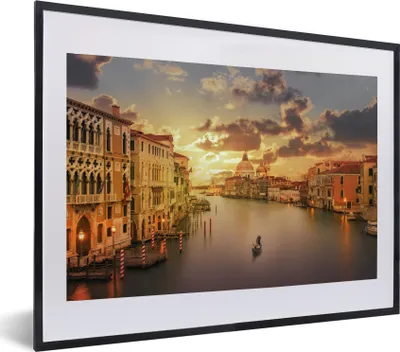 Produktbild von MuchoWow® MuchoWow® Gerahmtes Poster Italien - Gondel - Canal Grande 60x40 cm - Poster mit zchwarzem Bilderrahmen - Schlafzimmer - Plakat in Rahmen - Drucken