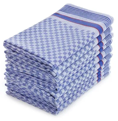 Produktbild von 10er Set Halbzwirn Grubentücher 45x90 cm 100% Baumwolle 105g Küchentücher Spühltuch Geschirrtücher blau
