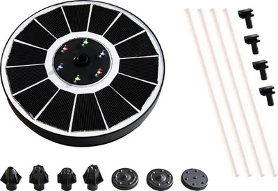 Zdjęcie produktu dla Zestaw solarnych pomp wyspowych Heissner do oczek wodnych o wydajności ok. 150 l/h z diodami LED