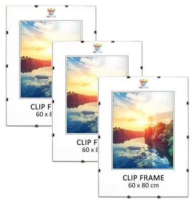 Obrázok produktu pre MG Design, sada 3 kusov rámov, 60x80 cm - bez rámu, s akrylátovým sklom a podkladom z HDF, vhodné na fotografie/plagáty/puzzle, na zavesenie vertikálne alebo horizontálne