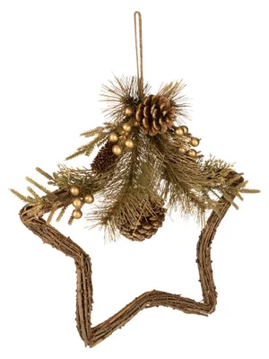 Produktbild von EGLO Gerik, Weihnachtsdeko, Gold, Naturmaterial, 1 Stück, 350 mm, 350 mm, 75 mm
