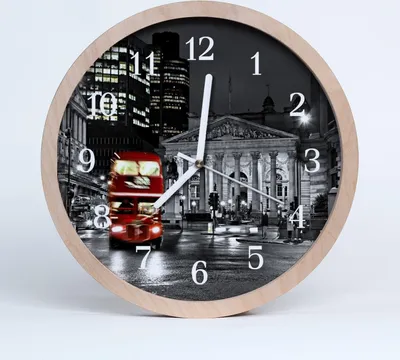 Produktbild von Holzuhr 30fi cm wanduhr - London City Bus