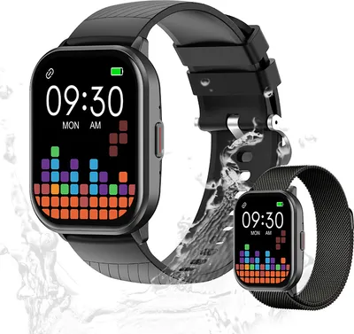 Produktbild von Valdus Smartwatch Herren & Damen 2,01 Zoll Fitness-Tracker mit Telefonfunktion, IP68 wasserdicht, Herzfrequenz, GPS & Schrittzähler – Schwarz