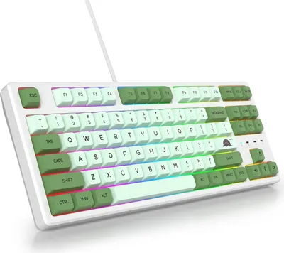 Produktbild von 80% mechanische Gaming-Tastatur,87 Tasten kompakte RGB LED-Hintergrundbeleuchtung,kabelgebundene Tastatur mit USB Kabel,mit linearem roten Schalter