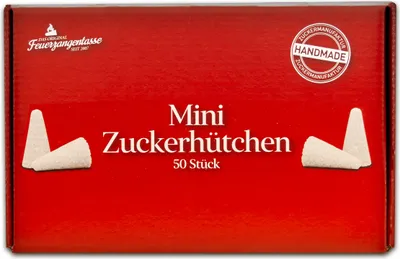 A red box of mini sugar cones for Feuerzangenbowle.