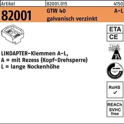 Produktbild von Klemmen R 82001 GTW 40 LM 10 / 7,0 galvanisch verzinkt