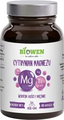 Obrázek produktu pro Citrát Hořečnatý + Vitamin B6 Bez Lepku 100 Kapslí - Hempking (Biowen)
