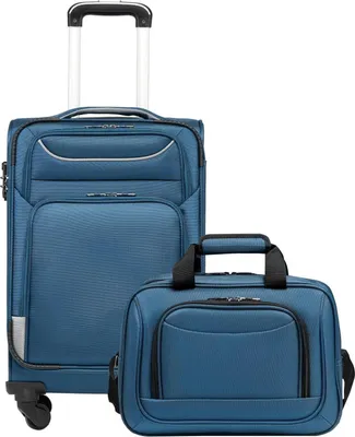 Produktbild von COOLIFE Reisekoffer Handgepäck-Set 2tlg Blau Stoffkoffer TSA-Schloss 4 Rollen