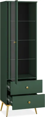 Produktbild von KONSIMO Vitrinenschrank "ARICIA", Grün, Holz, ELEGANT, 55x190x40cm