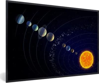 Produktbild von MuchoWow® Gerahmtes Poster Eine Illustration des Sonnensystems 90x60 cm - Poster mit Schwarzem Bilderrahmen Wandposter Rahmen Foto Bilder - Fotorahmen - Foto-Plakat