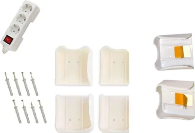 Produktbild von Steckdosenhalter Wandhalter für 2 Steckdosenleisten Halterung Mehrfachsteckdose