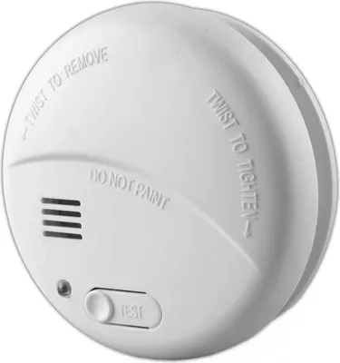 A white smoke detector is shown against a white background.