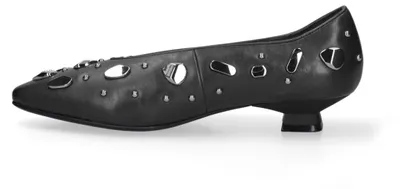 Produktbild von Schwarzes Lederschuh mit niedrigem Absatz und Nieten – auffälliges Design