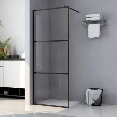 Produktbild von Duschwand für Begehbare Duschen ESG-Klarglas Schwarz 100x195 cm , Duschabtrennungen Design 2024