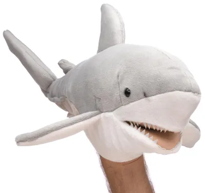 Immagine prodotto di Uni-Toys - Marionetta a mano a forma di squalo bianco - 50 cm (lunghezza) - Peluche a forma di pesce - Peluche, pupazzo - Squalo bianco, 50 cm