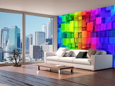 Produktbild von Vlies Fototapete 400x280 cm Tapeten Wandtapete XXL bunt Würfel Kubus optisch 3D f-A-0364-a-a