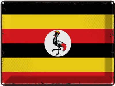 Produktbild von vianmo Blechschild 30x40 cm Ugandas Retro Uganda Flagge Fahne Wappen