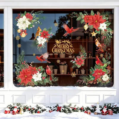 Imagen del producto de Calcomanías navideñas para ventanas, 9 unidades, decoración invernal, para ventanas
