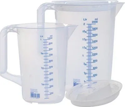 Produktbild von Messkannen-Set 1x 1000, 1x 2000 ml Polypropylen transparent DxHmm Griff geschlossen