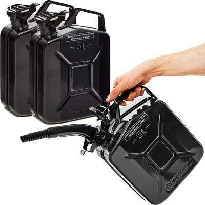 Produktbild von BW® Kraftstoffkanister Metall Benzinkanister 3x 5 Liter mit Ausgießer - Schwarz RAL 9005 - UN-Zulassung - Hergestellt in Europa