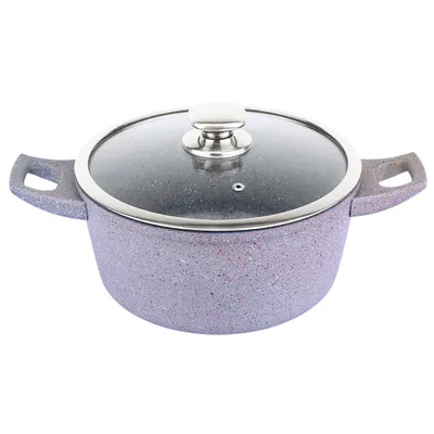 Produktbild von Royalty Line RL-FC28CM: Geschmiedeter Aluminium-Antihaft-Marmor-Kochtopf - 28cm Grau