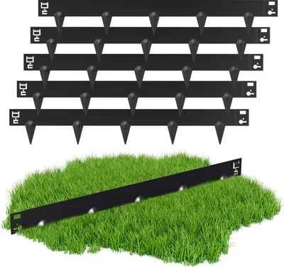 Produktbild von Clanmacy Rasenkante Schnecken Abwehr Verzinkt Blumenzaun Trennrand Gartenumrandung Stahl 100x18cm 60m Schwarz
