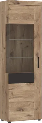 Produktbild von Glasvitrine >GRANO< in Viking Eiche Nachbildung - 58x195x37,4 (BxHxT)