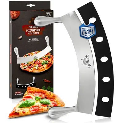 Produktbild von grillart® Premium Pizzamesser – Extra scharfer Edelstahl Pizzaschneider mit Doppelgriff