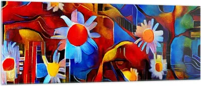 Produktbild von Bilder auf glas - Blume Abstraktion - 140x50cm - Glasbilder - Wandbilder - Kunstdruck - zum Aufhängen bereit - Wanddekoration aus Glas - Glas Bilder - Wandbild auf Glas - Einteilig - GAB140x50-3466