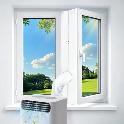 Produktbild von Fensterabdichtung Klimaanlage Fensterkit mobile Klimaanlage - 400 cm - Polyester - Mit Reißverschluss