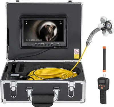 Image de Caméra de canalisation SucceBuy avec localisateur 512 Hz, 165 pieds/50 m de diamètre, caméra d'inspection des égouts 9 pouces avec mise à niveau automatique, zoom 36x, caméra de plomberie avec 12 lumières LED