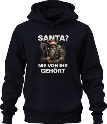 Obrázek produktu pro SANTA? NEVER HEARD OF YOU Father Christmas Viking Axe Warrior Uni mikina s kapucí, Navy, XL