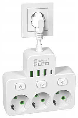 Produktbild von Smartled 8113 Steckdosenleiste 3fach mit USB und Schaltern