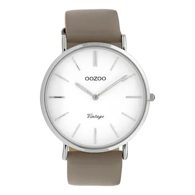 Produktbild von Oozoo Damen Lederarmband Uhr Vintage Series grau taupe Analog Quarzuhr UOC20076