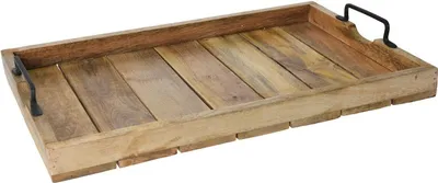 Produktbild von Podnos dekoratívny podnos drevo mango hnedý drevený podnos dekorácia podnos na sviečky dekorácia 57 x 39 cm