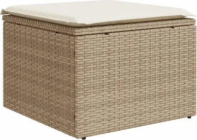 Obrázok produktu pre vidaXL Záhradná stolička s vankúšom béžová 55x55x37 cm Poly ratan
