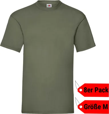 Produktbild von 8er Pack FRUIT OF THE LOOM Valueweight T Herren Damen T-Shirt, Oliv, Größe M