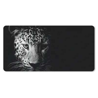 Produktbild von MuchoWow® Schreibtischunterlage Panther - Wildtiere - Schwarz und weiß - Tiere 80x40 cm - XXL Mauspad - Gaming Mauspad