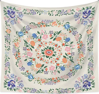 Obrázok produktu pre Skicovaný kvetinový gobelín, Mandala Flower Boho Wall Hanging, Bramble Hippie gobelín do spálne, obývačky, internátu, domácej dekorácie (150 cm x 130 cm, farba 10)