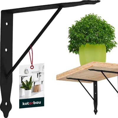 Produktbild von KOTARBAU® Regalwinkel Schwarz Metall Stahl 200x200 mm Regalträger Metall Regalhalterung Schwarz Regal Winkel Regalhalterung Wand Regalhalter Winkel für Regal Wandhalterung Regal Winkel