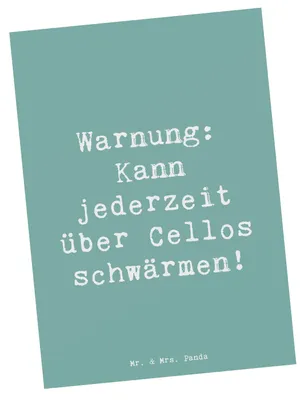 Produktbild von Mr. & Mrs. Panda Postkarte Spruch Cello Schwärmerei - Meeresbrise - Geschenk, Postkarten, Musikinstrument, Streichinstrument, klassische Musik, Ansichtskarte, Fotokarte