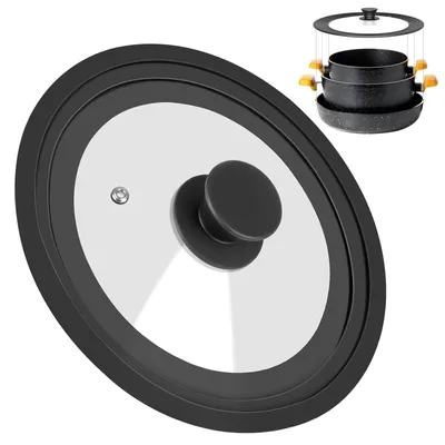 Imagen del producto de Tapa universal de vidrio con borde de silicona, resistente al calor, de 16/18/20 cm, para ollas y sartenes