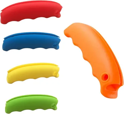 Immagine prodotto di Maniglie per sacchetti della spesa, confezione da 5 pezzi, in silicone, colore rosso e giallo, adatte per la cucina
