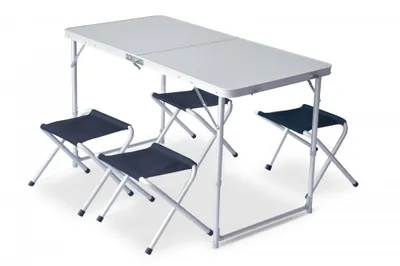 Produktbild von Barvy Klapp-Möbel-Set grün mit Tisch (120x60x70 cm) und 4 Angelhockern