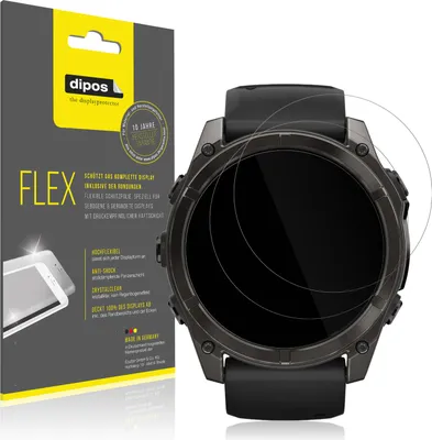 Produktbild von 2x Schutzfolie für Garmin Fenix 8 47mm Folie, 100% Displayabdeckung, dipos Flex