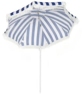 Produktbild von Strandsonnenschirm - Sonnenschirm 180 cm - Mit Fransen - Höhenverstellbar - 30° neigbar - Mit Sandanker - Mit Tragetasche - Blau