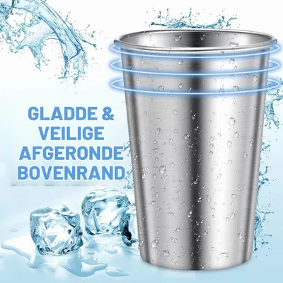 Image de Gobelets en acier inoxydable, capacité de 260 ml, lot de 12, empilables, pour événements