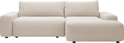 Produktbild von Schlafsofa mit rechter Ecke aus strukturiertem Stoff, beige - DAVISO